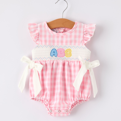 Back To School "ABC" Applique Baby Girls Romper