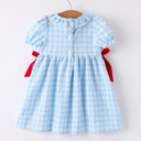  Back To School Blue Plaid Toddler Girls Cotton Dress