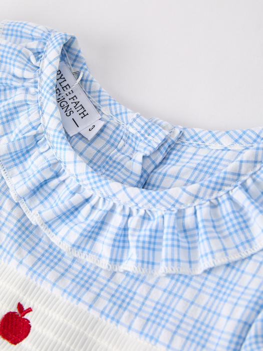 Back To School Blue Plaid Toddler Girls Cotton Dress