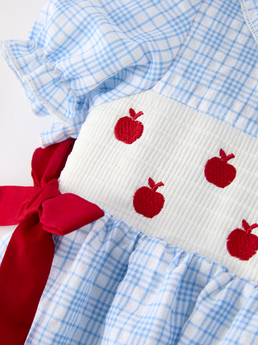 Back To School Blue Plaid Toddler Girls Cotton Dress