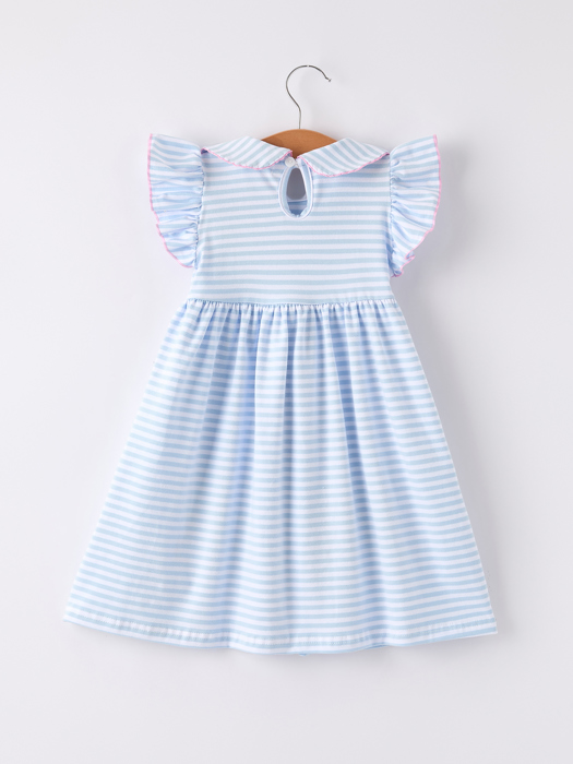 Back To School Toddler Girls Stripe Pencil Applique Bow Dress