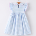  Back To School Toddler Girls Stripe Pencil Applique Bow Dress