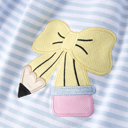  Back To School Toddler Girls Stripe Pencil Applique Bow Dress