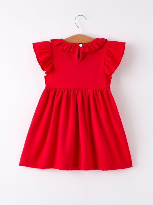 Red Cherry Bow Smocking Embroidery Toddler Girls' Dress