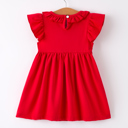  Red Cherry Bow Smocking Embroidery Toddler Girls' Dress