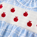  Back-To-School Apple Embroidery Plaid Baby Girls' Romper
