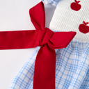  Back-To-School Apple Embroidery Plaid Baby Girls' Romper