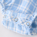  Back-To-School Apple Embroidery Plaid Baby Girls' Romper