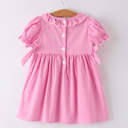  Bow Embroidered Plaid Girl Dress