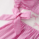  Bow Embroidered Plaid Girl Dress