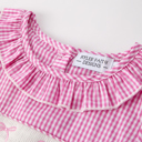 Bow Embroidered Plaid Girl Dress