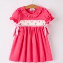  Hot Pink Smocked Church Christ Bishop Christening Girls Dress