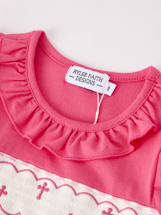 Hot Pink Smocked Church Christ Bishop Christening Girls Dress