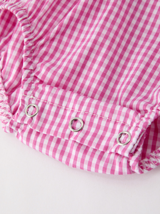Bow Embroidered Plaid Baby Girl Romper