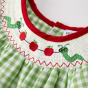  Back To School Toddler Girls Green Plaid Smocking Dress