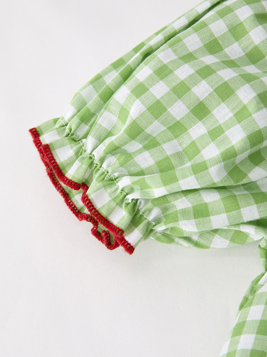 Back To School Toddler Girls Green Plaid Smocking Dress