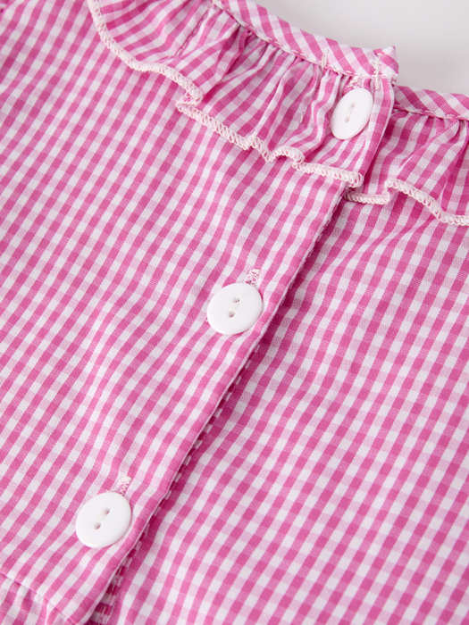 Bow Embroidered Plaid Girl Dress