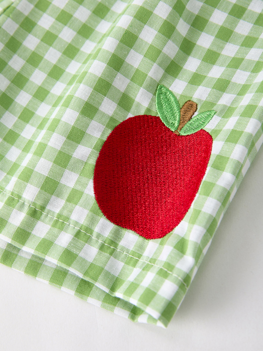 Toddler Boys Back to School Smock Embroidered Top+ Plaid Shorts