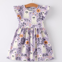  Halloween Purple Ghost Flying Sleeve Girls Dress