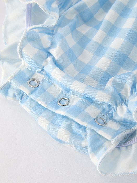Fall Halloween & Thanksgiving Pumpkin Embroidery Smocking Blue Plaid Baby Romper