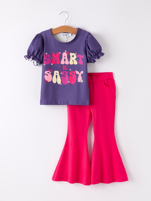 BACK TO SCHOOL "Smart Sassy"  Toddler Girls Top + Bell Bottoms