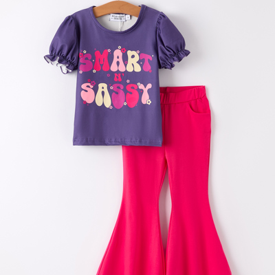 BACK TO SCHOOL "Smart Sassy"  Toddler Girls Top + Bell Bottoms