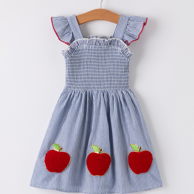 BACK TO SCHOOL Apple Applique Toddler Girls Dress