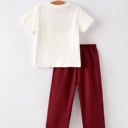  Dark Red Smocked Church Christ Bishop Christening Toddler Boys'Set