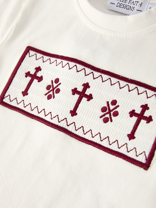 Dark Red Smocked Church Christ Bishop Christening Toddler Boys'Set