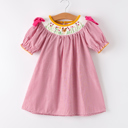  Autumn Rooster Smock Embroidered Toddler Girls Dress