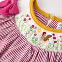  Autumn Rooster Smock Embroidered Toddler Girls Dress