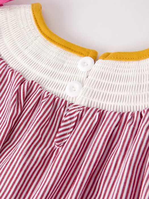 Autumn Rooster Smock Embroidered Toddler Girls Dress
