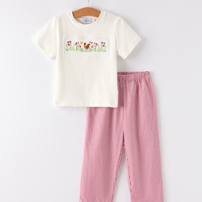 Autumn Rooster Smock Embroidered Toddler Boys Boys'Set