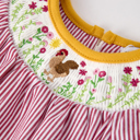  Autumn Rooster Smock Embroidered Baby Girl Romper