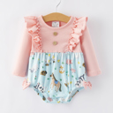  Farm Baby Girl Ruffle Print Pink Romper