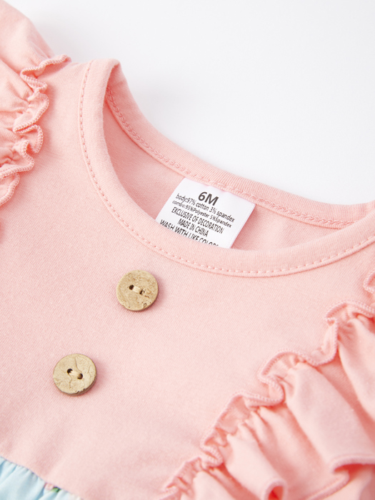 Farm Baby Girl Ruffle Print Pink Romper