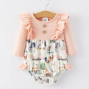  Farm Baby Girl Ruffle Print Romper