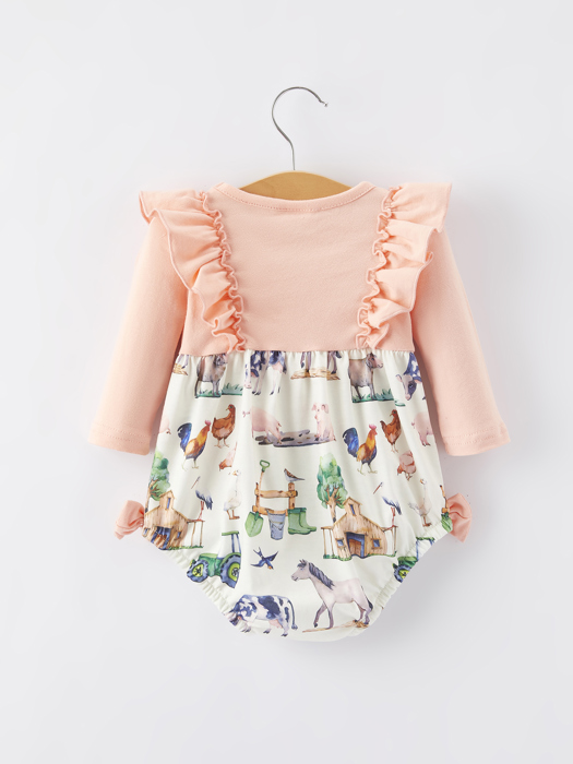Farm Baby Girl Ruffle Print Romper