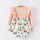  Farm Baby Girl Ruffle Print Romper