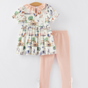  Farm Chicken Horse Print Girls Outfits Set