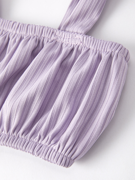Summer Baby Purple Bow Pleated Suspender Vest And Floral Bloomers Set