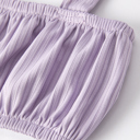  Summer Baby Purple Bow Pleated Suspender Vest And Floral Bloomers Set