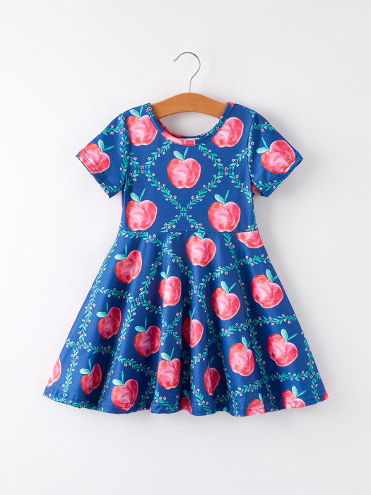 Back to School Leaf Apple Girls Dress