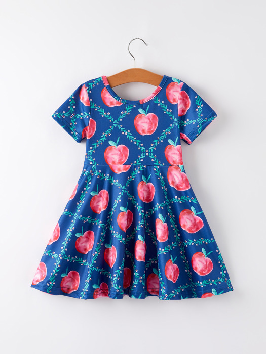 Back to School Leaf Apple Girls Dress