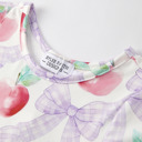  Back to School Purple Bow Apple Print Girls Dress