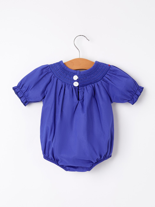 Back To School Apple Embroidery Blue Baby Girls Romper