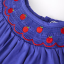  Back To School Apple Embroidery Blue Baby Girls Romper