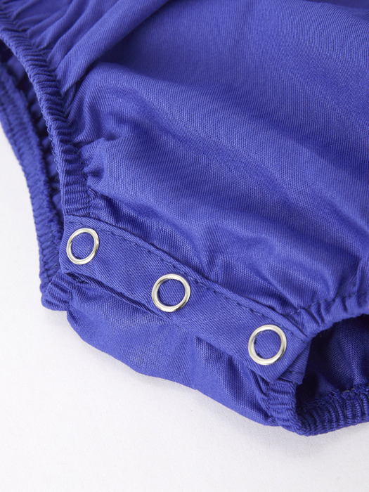 Back To School Apple Embroidery Blue Baby Girls Romper