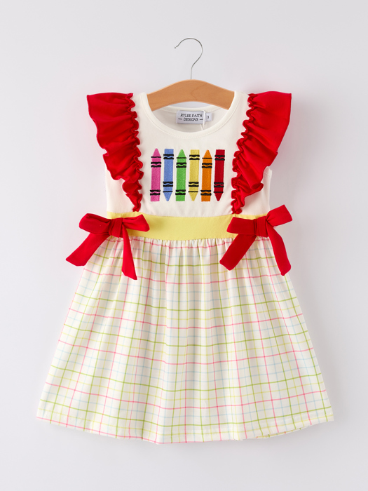 Back-To-School Embroidery Toddler Girls' Dress