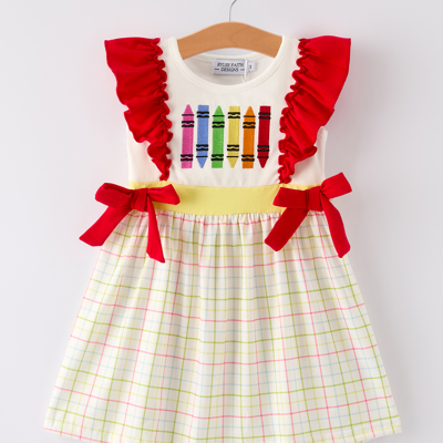 Back-To-School Embroidery Toddler Girls' Dress